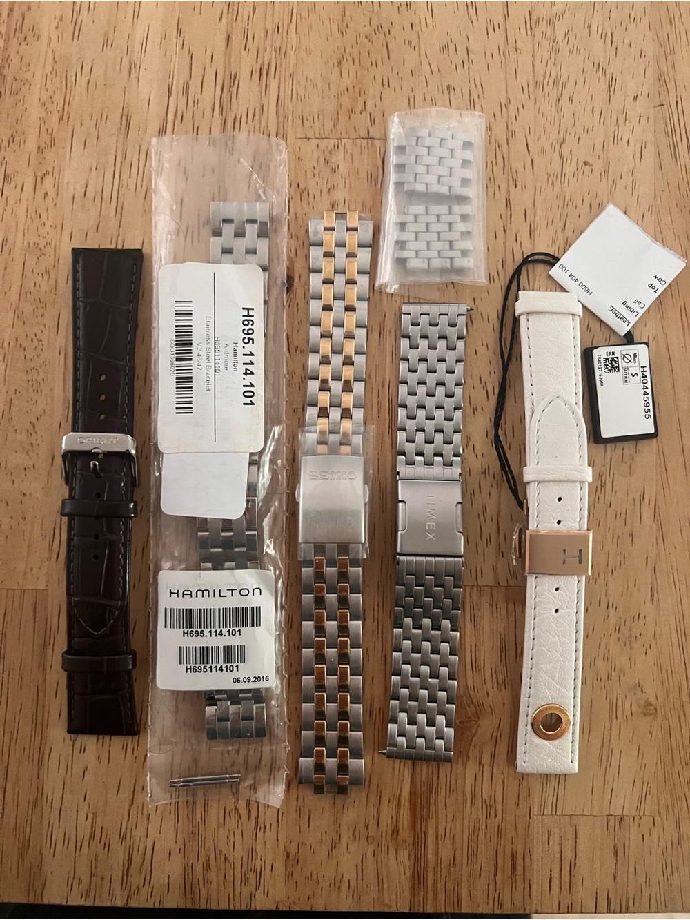 5 New/Unused Watch Bands: Hamilton, Orient, Seiko, & Timex